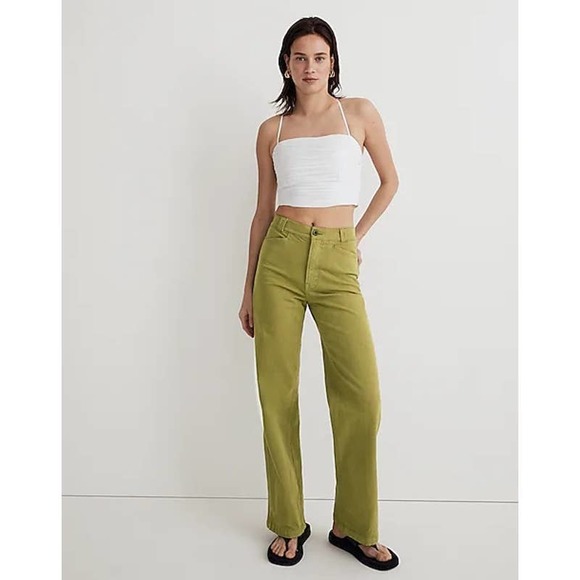 Madewell Pants - Madewell Emmett 2.0 Green Wide Leg Pants Women's NWT Size 29 High Rise Ankle